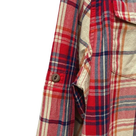 JACHS Mens Shirt Size Large 100% Cotton Red Plaid Long Sleeve Button up Utility - Picture 8 of 12
